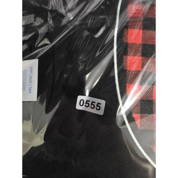 Mimi Claus Women's Long Sleeve Christmas T-Shirt Sz XXL Buffalo Plaid Santa Hat - Picture 4 of 4